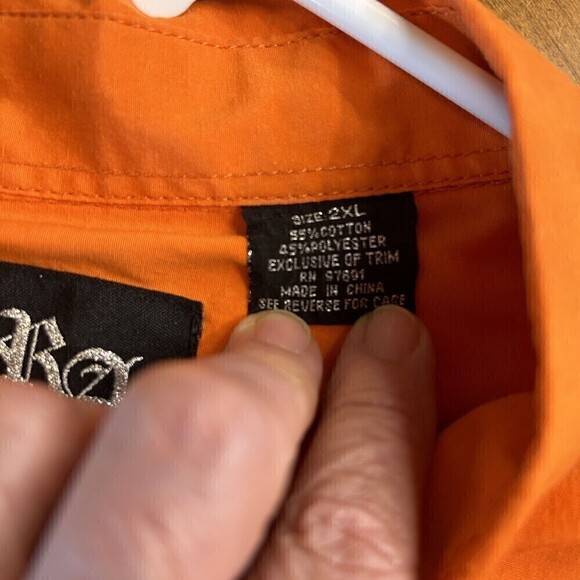 Red Ape Rare, Men's Corp. Shirt, Sz. 2X, Long Sleeve, Orange, Embroidery Logo - Picture 10 of 10